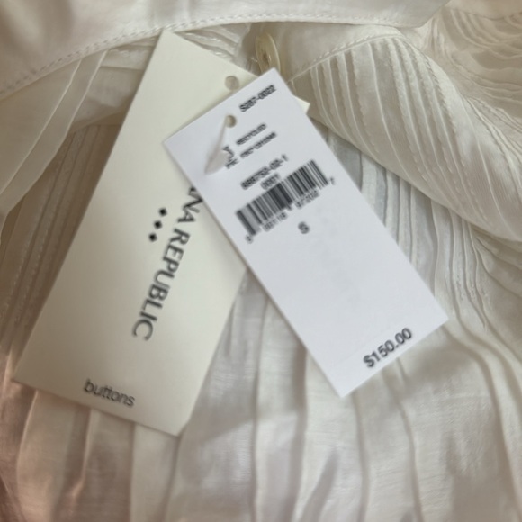 NWT! Banana Republic White Pleated Organza Midi Dress - Size Small 🐙 - Picture 7 of 7